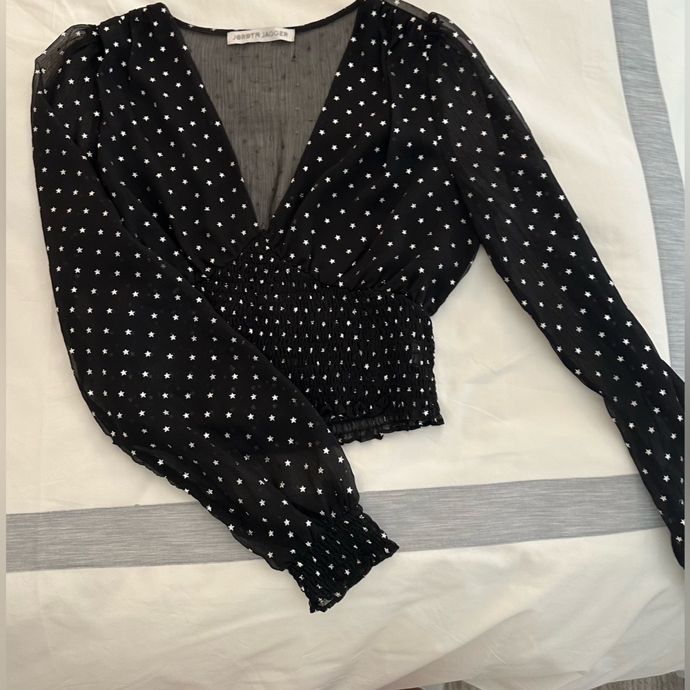 Jordyn Jagger Black Sher Top with Silver Stars